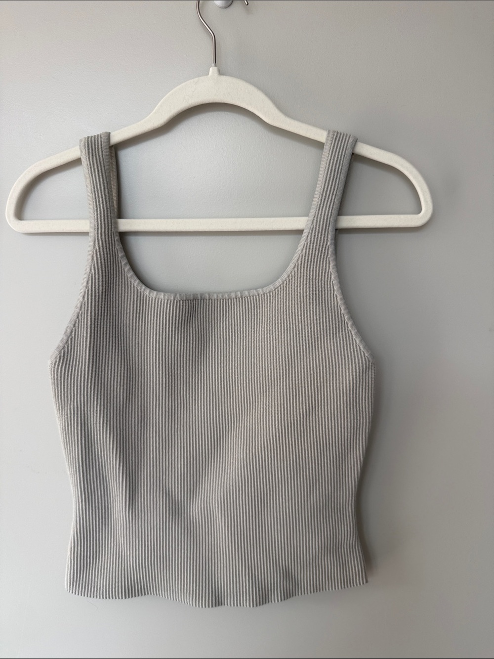 Aritzia Ribbed Square Neck Tank Top - Light Gray